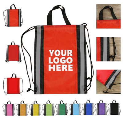 Drawstring Backpacks With Reflective Strip