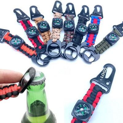 Outdoor Multi-Functional Paracord Survival Lanyard with Compass & Bottle Opener