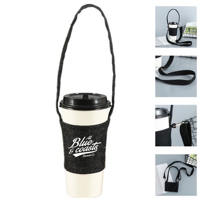 Canvas Coffee Cup Sleeve w/ Handle