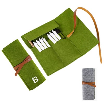 Large Capacity Roll Up Felt Pencil Case