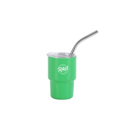 3oz Mini Double-wall Stainless Steel Tumbler With Straw