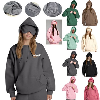 Unisex Polyester Hoodie With Eye Mask