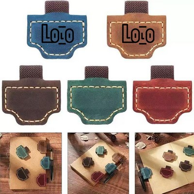 Leather Magnetic Bookmark w/ Pen Holder