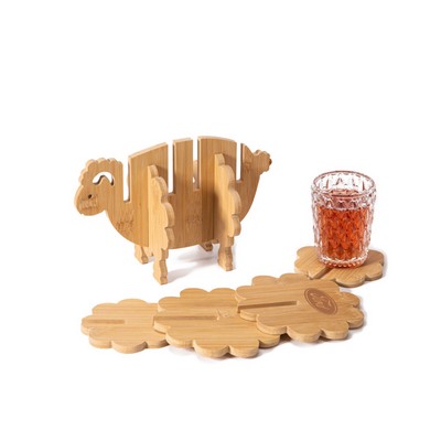 Sheep Shaped Bamboo Coaster and Table Top Decoration