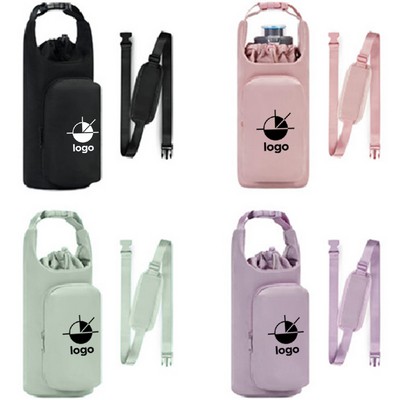 Adjustable Shoulder Strap Phone Pocket Water Bottle Carrier Bag