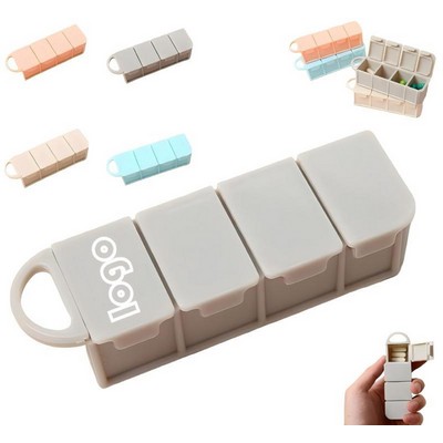 Portable Mini PP Four-Compartment Pill Box