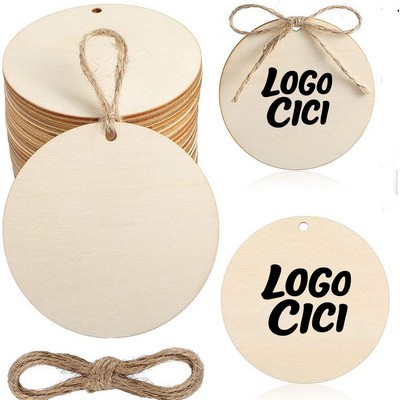 3 1/2" Round Wooden Christmas Hanging Ornaments Tags