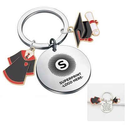 Metal Laser Engraved Graduation Cap Keychain