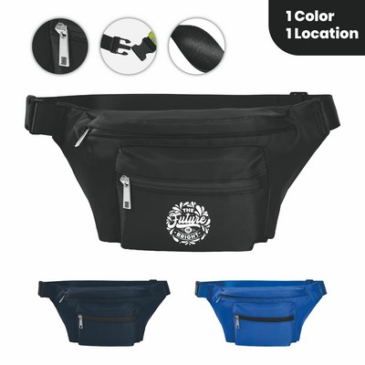 Full Color Fanny Pack with Tri Zipper Pockets