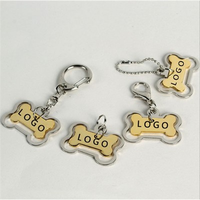 Bone Shaped Metal Pet Tag Key Holder
