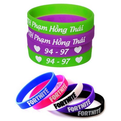 Debossed Ink Filled 1/2" Silicone Wristbands MOQ 100pcs