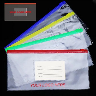 A6 Clear PVC Zipper Bag with Card Holder