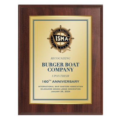 5" x 7" Cherry Finish Plaque w/ Full Color Sublimated Imprint and Back Plate
