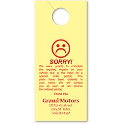 Yellow Custom Service Hang Tag