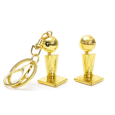 Alloy Basketball Trophy Keychain for Sports Events