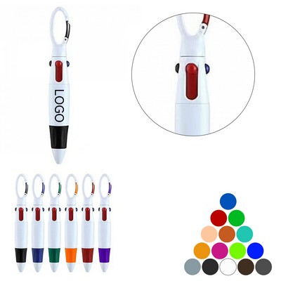 4 Colors Retractable Ballpoint Pen with Hook