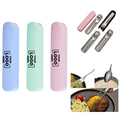 Stainless Steel Three Pieces Set Fork Spoon Chopsticks Outdoor Travel Student Cutlery