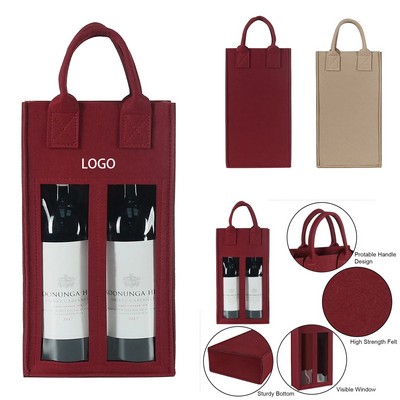 Two-Bottle Red Wine Felt Tote Bag
