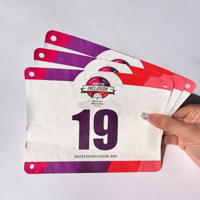 Custom 8.3" x 5.9" Tear-resistant Paper Running Race Bib with Safety Pins