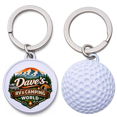 Golf Ball Shaped Metal Keychain