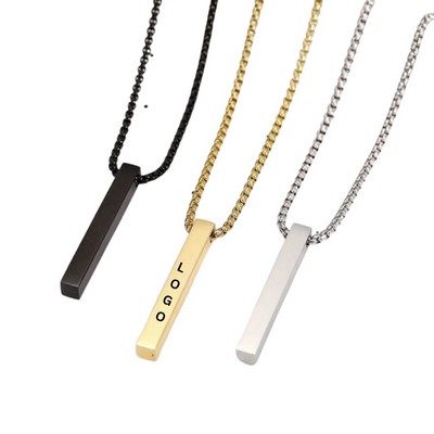 Engravable Vertical 3D Bar Necklace