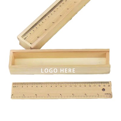 Eco-Friendly Wooden Ruler Pencil Case Set
