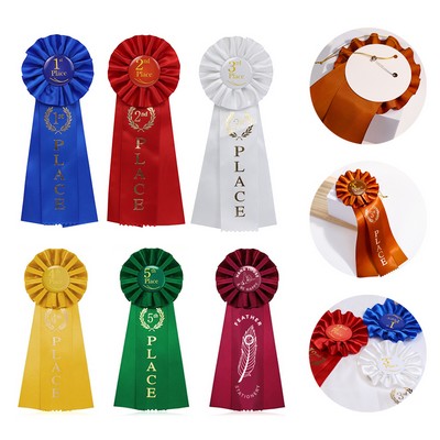 Custom Award Rosette 3 Streamer Ribbon