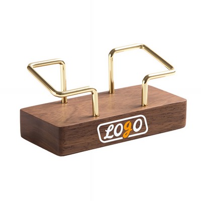 4" Minimalist Wood Based Metal Business Card Stand