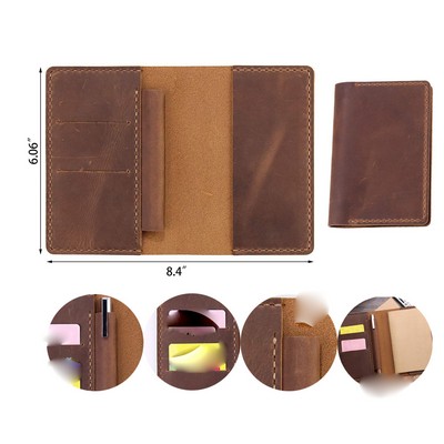 Leather Notebook Cover with Pen Holder