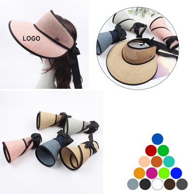 Wide Brim Sun Visor Straw Beach Hats for UV Protection