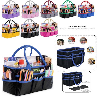 Craft Art Organizer Tote Bag 600D Green Nylon Fabric Art Caddy