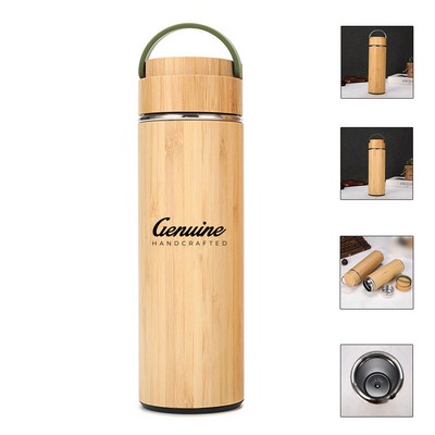 16 Oz Vacuum Bamboo Bottle