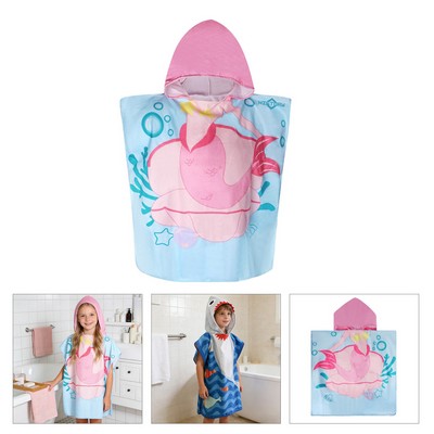 Full Color Kids Hooded Towel Poncho 23.6"x23.6"