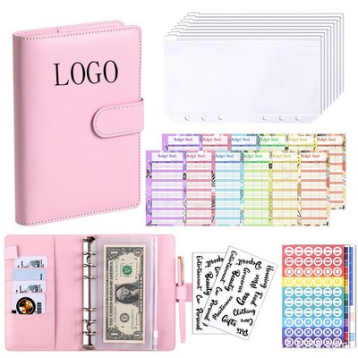 A6 Zipper Binder Leather Pu Cash Budget Savings Money Organizer