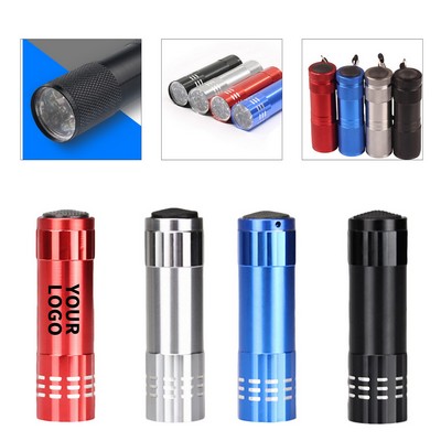 Aluminum Alloy LED Pocket Flashlight 9 LED Bead Tail Cap Push Button