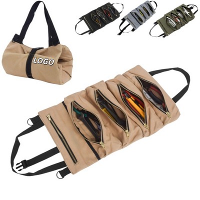 Canvas Bag Tool Roll Pouch w/ Zipper