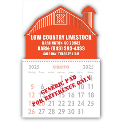Designer Shaped Kwik-Stik Smooth Vinyl Calendar w/ Barn Shape
