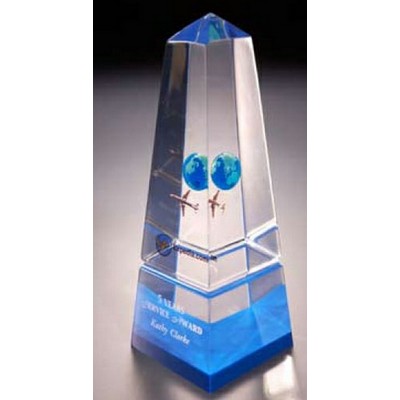 Acrylic Obelisk Embedment Award w/ Colored Bottom