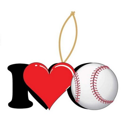 I Love Baseball Ornament w/ Clear Mirrored Back (12 Square Inch)