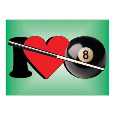 I Love Pool Metal Photo Magnet w/ Magnetic Back (2 1/2"x3 1/2")