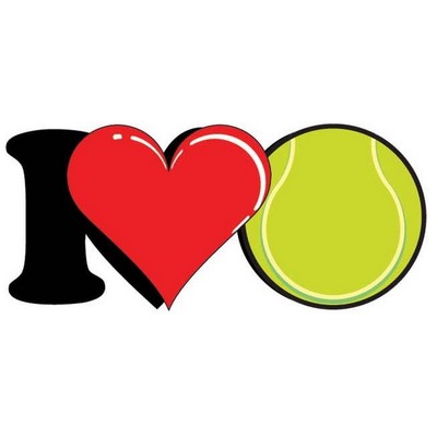 I Love Tennis Promotional Magnet w/ Strip Magnet (12 Square Inch)