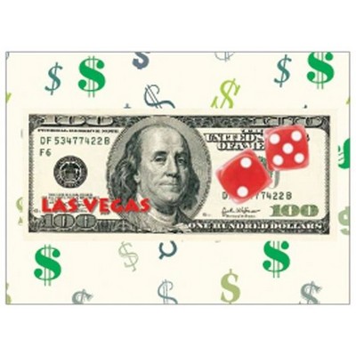 Las Vegas Dice $100 Bill Rectangle Badge w/ Bar Pin (2"x3")