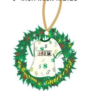 Las Vegas Bingo $100 Bill T-Shirt Wreath Ornament w/ Black Back (4 Square Inch)