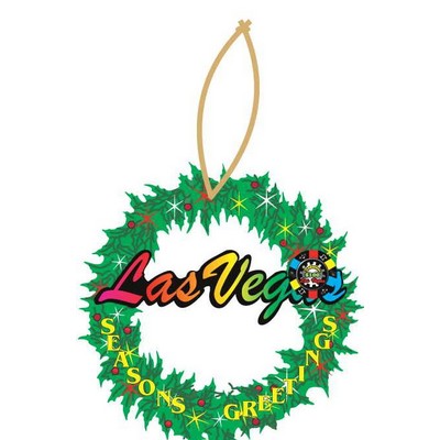 Vegas w/ Poker Chip Promotional Wreath Ornament w/ Black Back (8")
