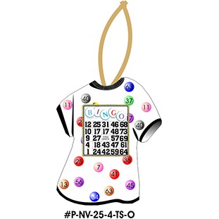 Bingo Card T-Shirt Promotional Ornament w/ Black Back (4 Square Inch)