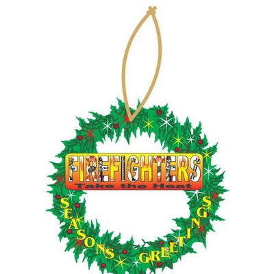 Fireman Slogan Executive Wreath Ornament w/ Mirrored Back (4")