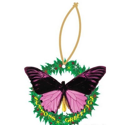 Black & Purple Butterfly Wreath Ornament w/ Black Back (12 Square Inch)