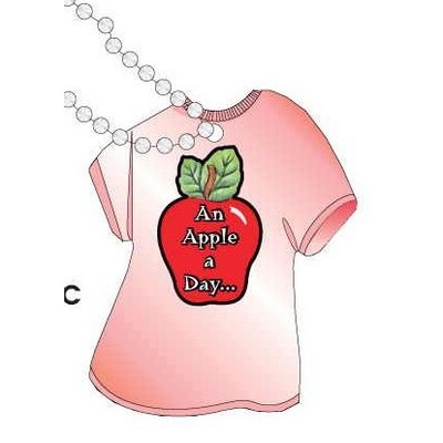 Apple w/ Daily Apple Slogan T Shirt Key Chain w/ Black Back (4 Square Inch)