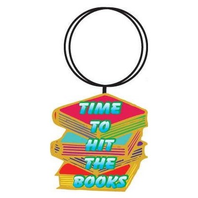 Time To Hit The Books Slogan Keychain w/Mirrored Back (6 Square Inch)