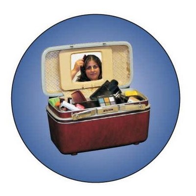 Makeup Case Round Badge w/ Bar Pin (2 1/2")